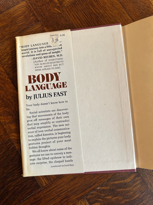 1970 Body Language by Julius Fast Hardcover Book with Dust Jacket