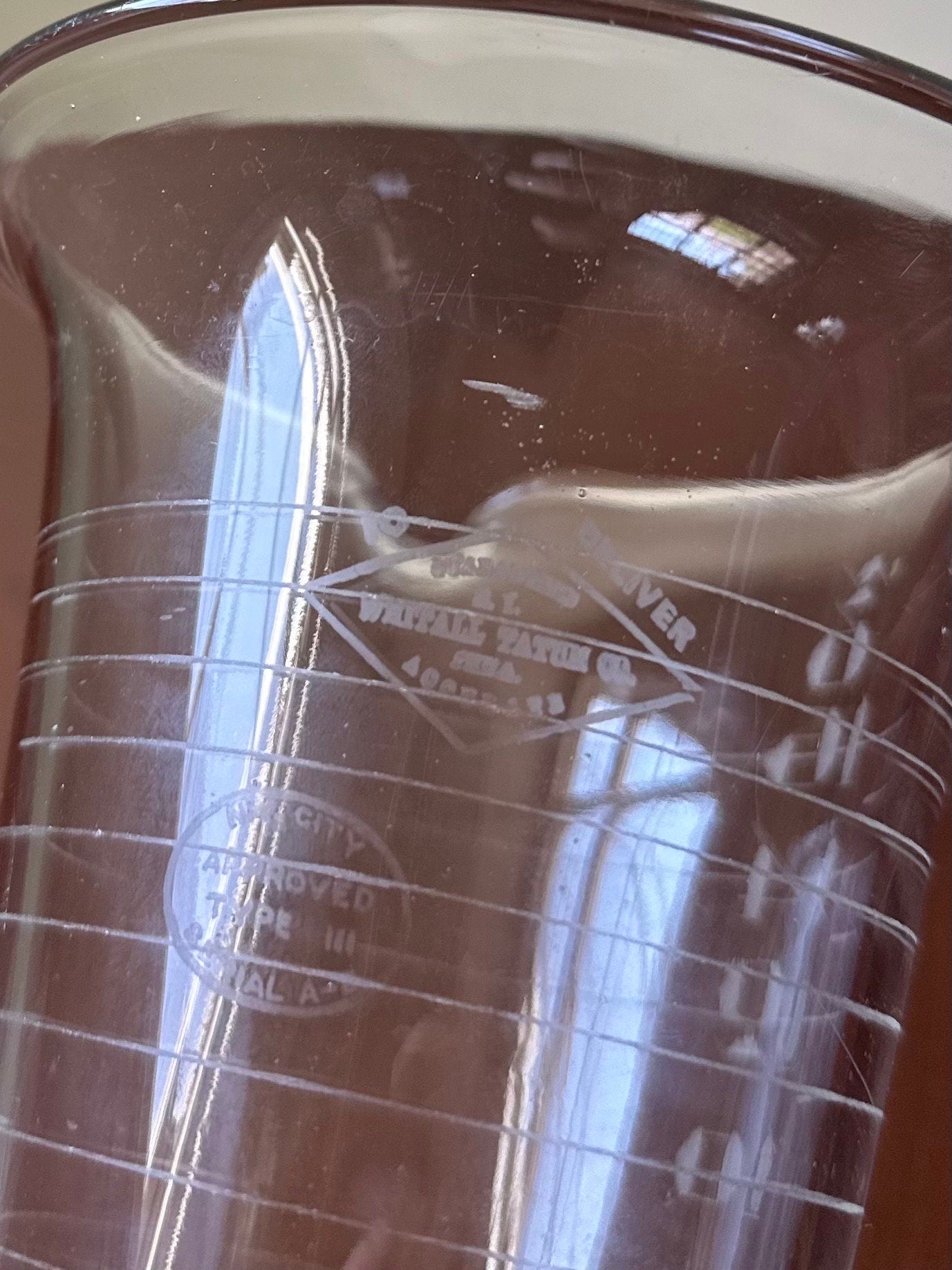 Antique Early 1900s NYC Approved Type III Etched Numerals Pontiled Glass Graduated Medical Apothecary Beaker