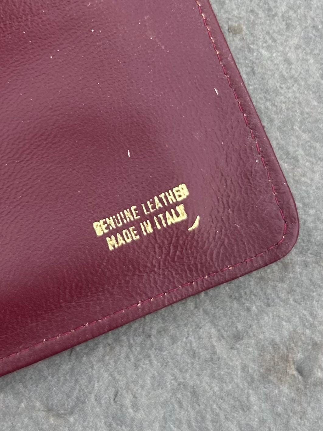 1940s 1950s Florentine Gold Embossed Maroon Red Italian Genuine Leather Continental Wallet