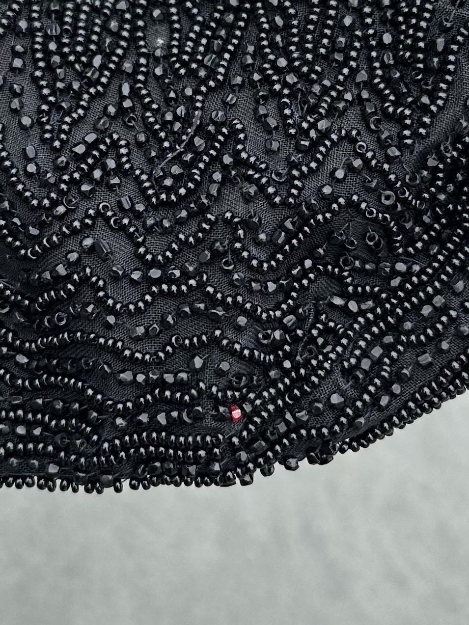 Antique 1920s Art Deco Era Hand Beaded Black Evening Bag