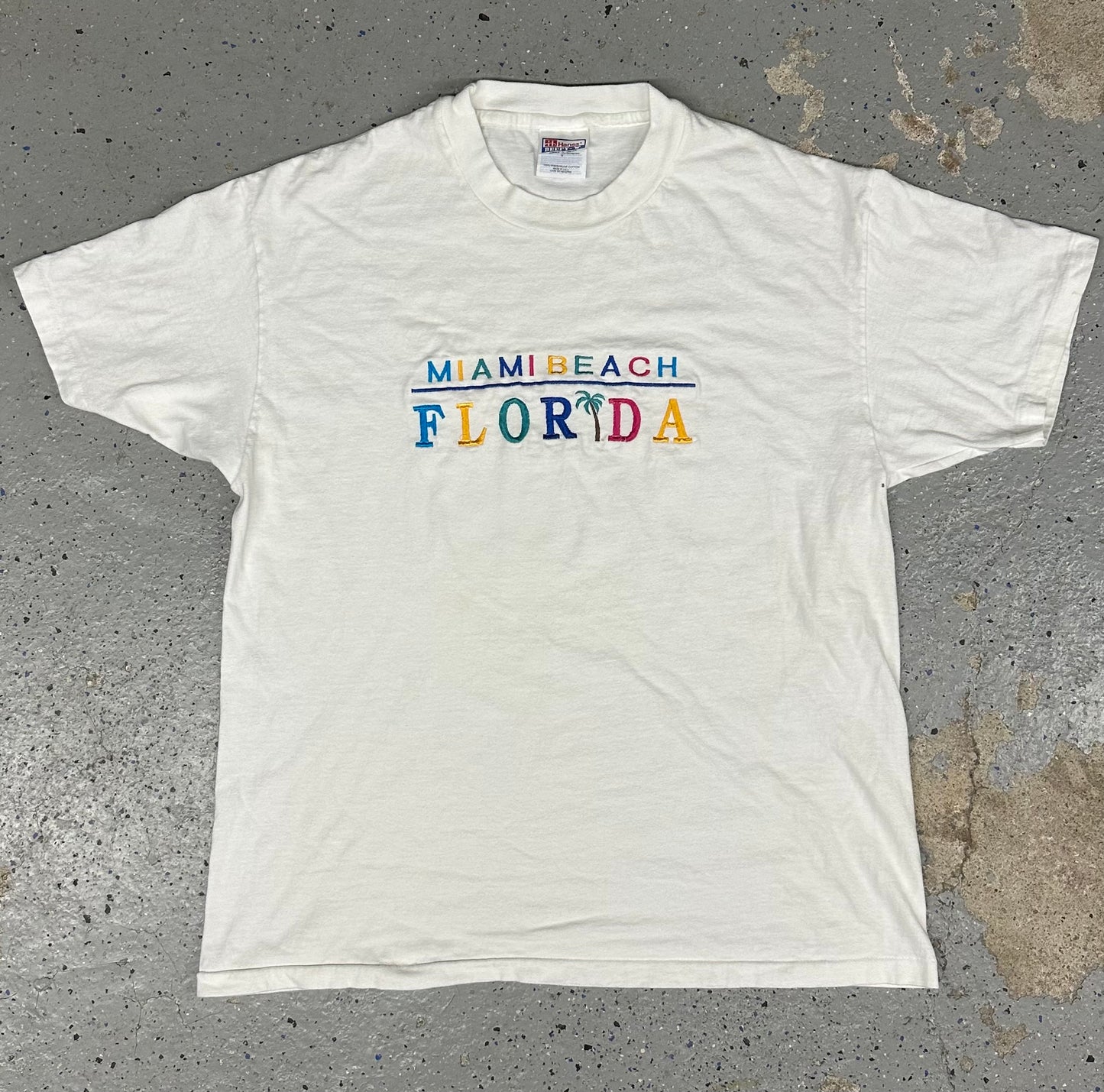 1990s Miami Beach Florida Embroidered Single Stitch Tee