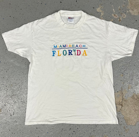 1990s Miami Beach Florida Embroidered Single Stitch Tee