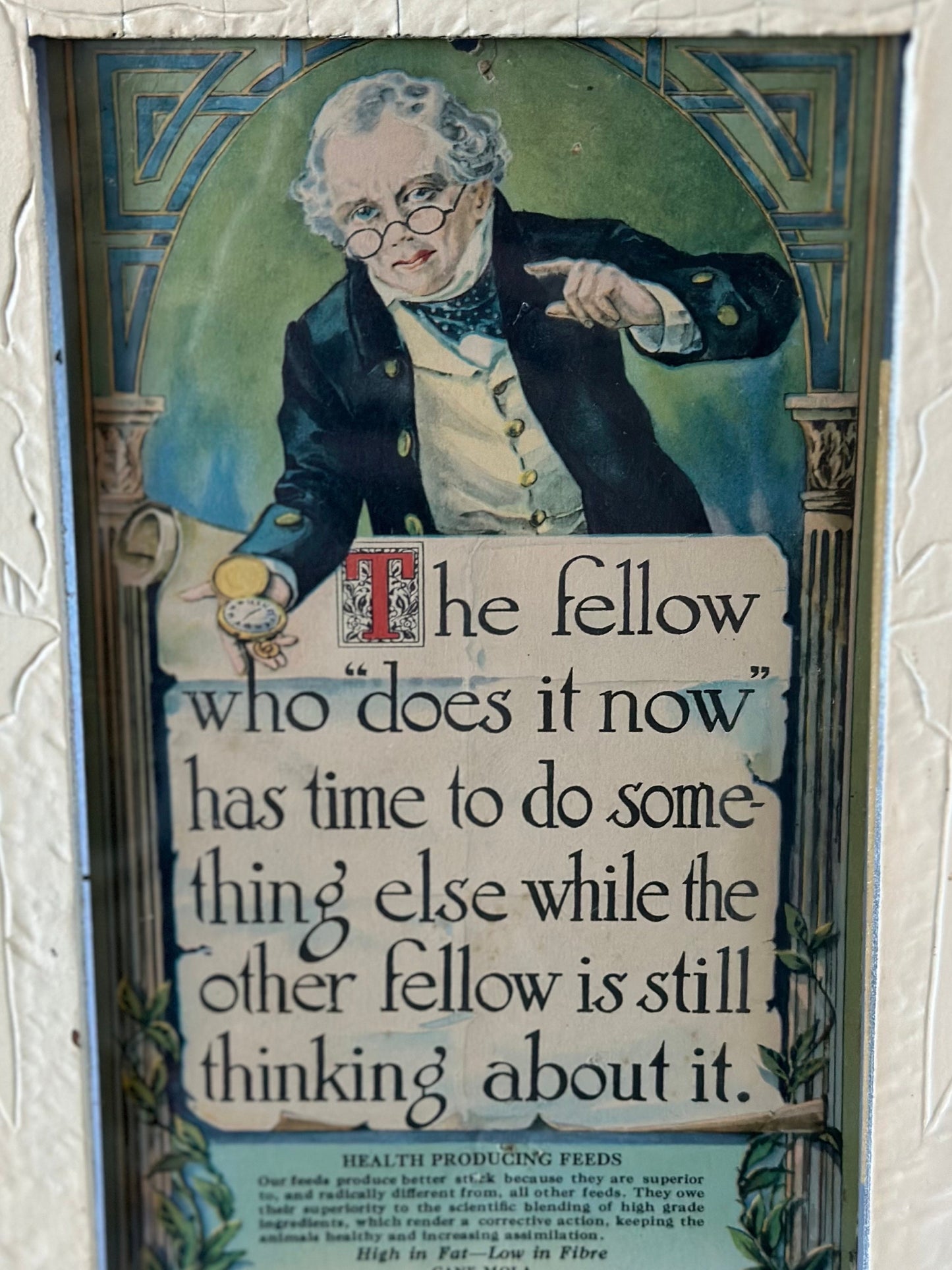 Antique Handmade Framed October 1921 Promotional Calendar | The Fellow Who Does it Now