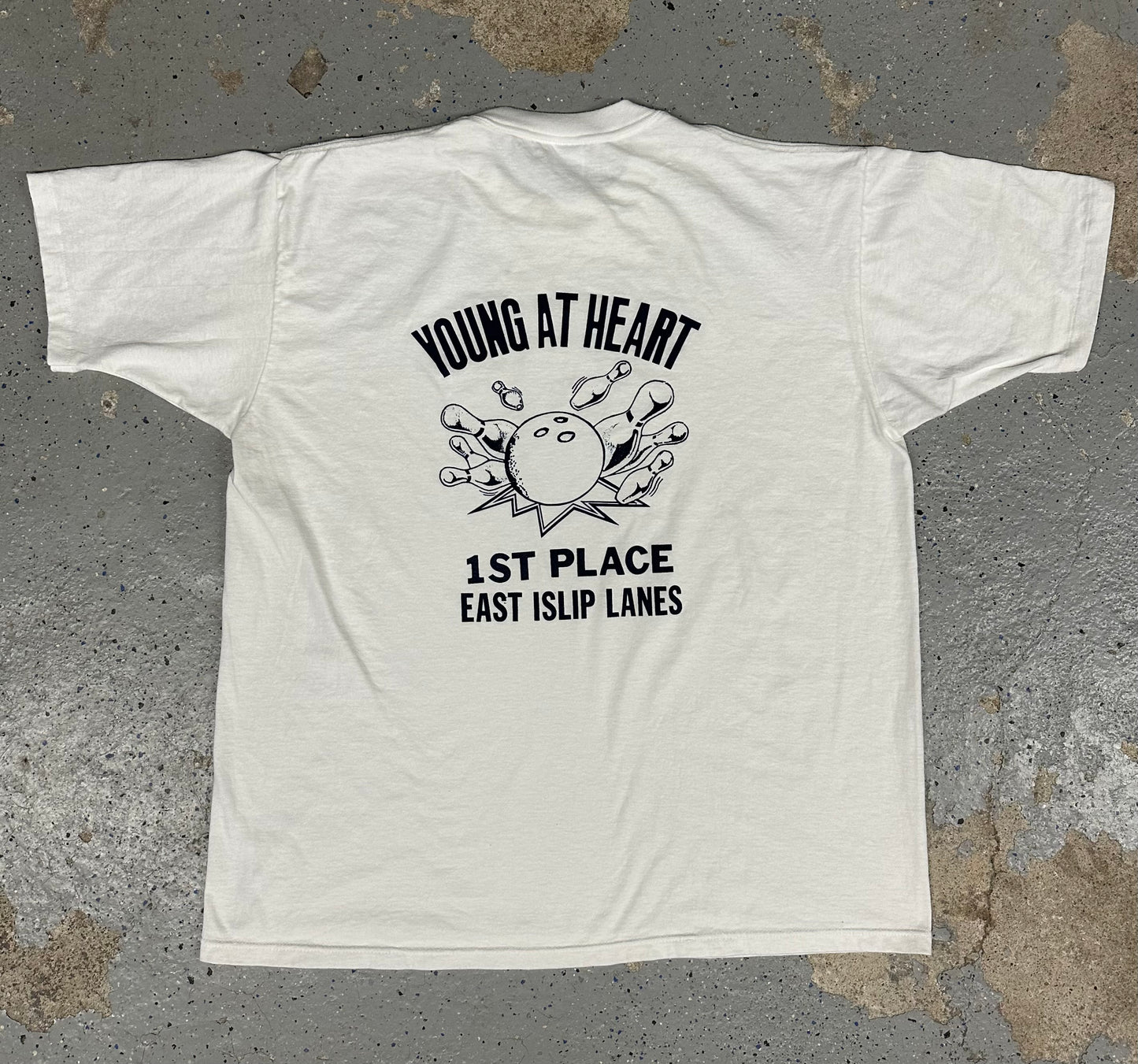 1990s East Islip Lanes NY "Young at Heart" First Place Bowling Single Stitch Tee