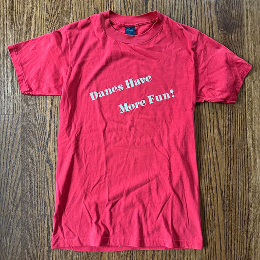 Vintage 1980s Anvil USA Danes Have More Fun Single Stitch Red T-Shirt Tee