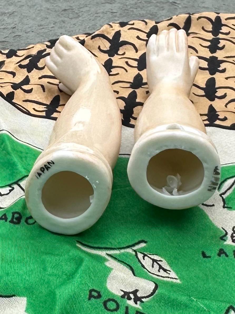 LOT of 4 Vintage Japan Handpainted Bisque Porcelain Doll Parts 2 Arms & 2 Legs