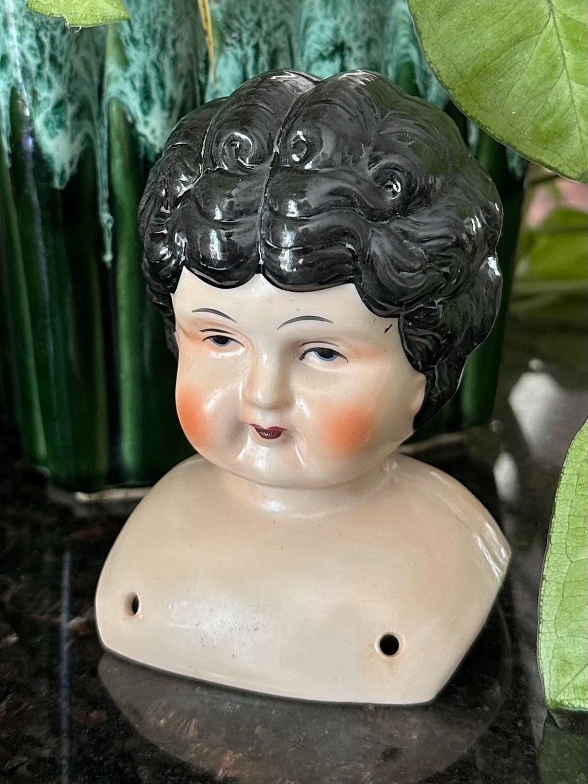 Vintage Handpainted Bisque Porcelain Doll Head