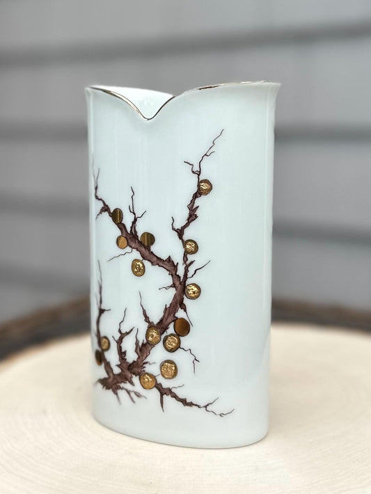 1990s Hutschenreuther Germany Hand Painted Porcelain Vase