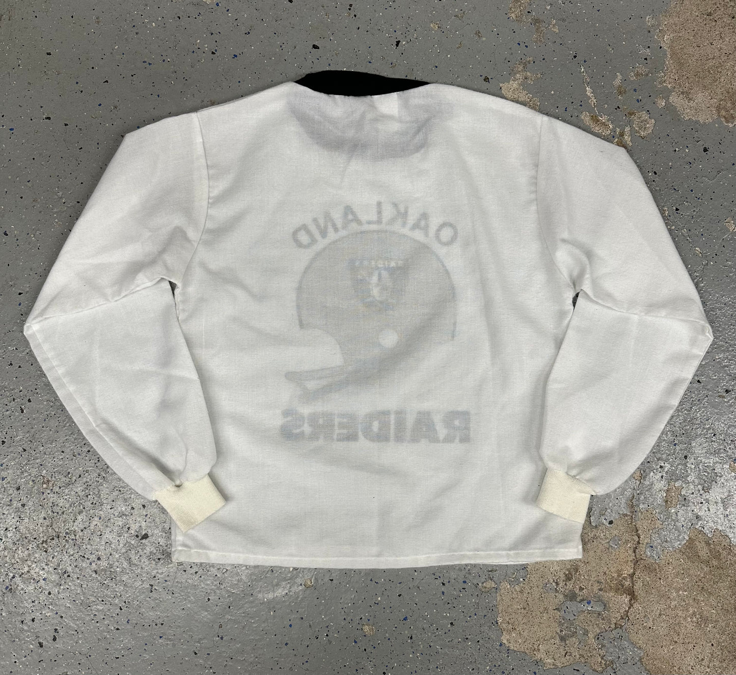 1980s Oakland Raiders NFL Licensed Football Perma-Prest Long Sleeve Shirt