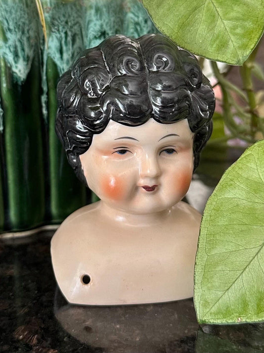 Vintage Handpainted Bisque Porcelain Doll Head