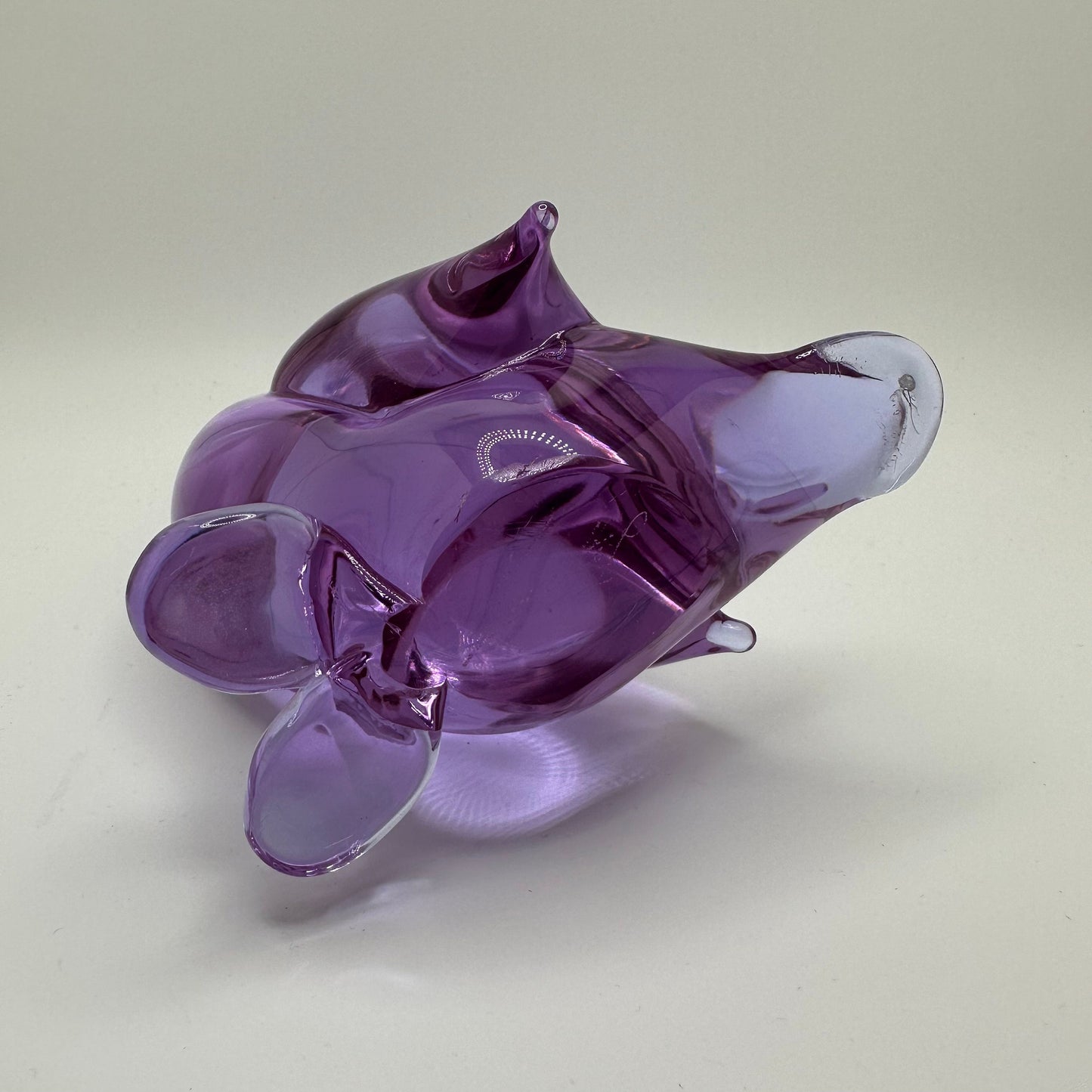 Vintage Midcentury Signed Licio Zanetti Murano Italian Handblown Art Glass Lilac Purple Duck