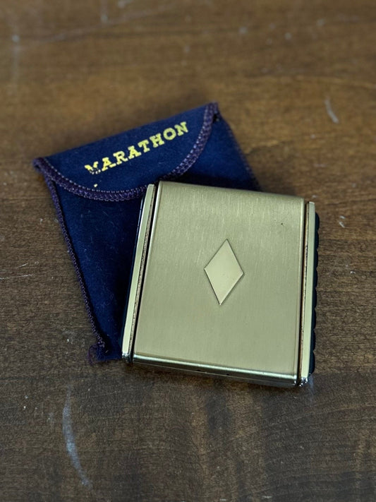 1940s Marathon Klix Gold Tone Powder Mirror Compact w/ Pouch