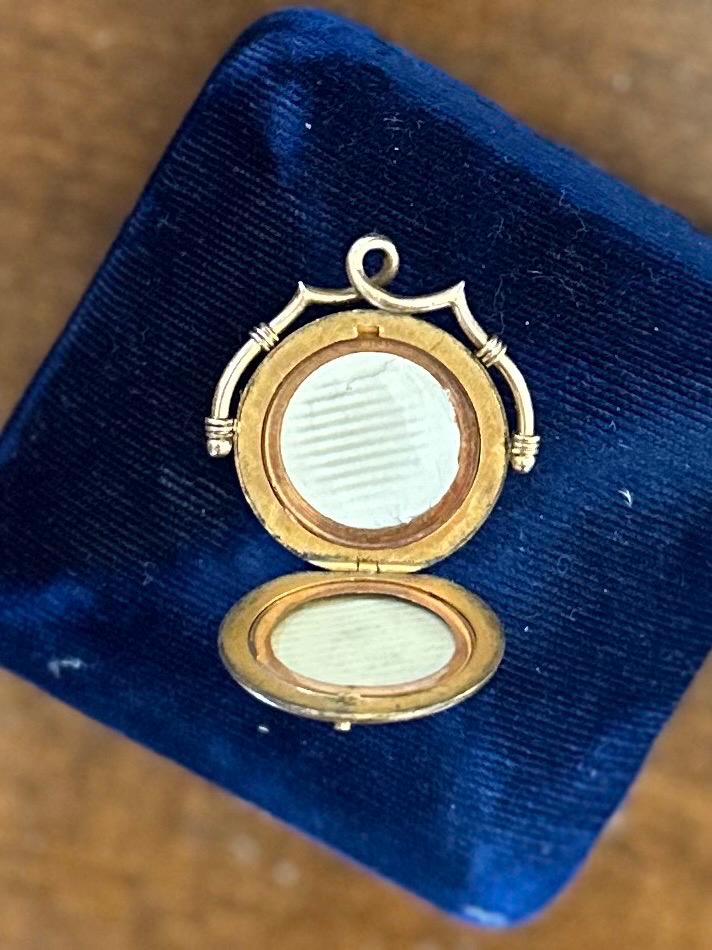 Antique Victorian 14k Yellow Gold Enamel Workmen’s Sick and Death Benefit Fund WS & DBF Solidaritat Monogrammed Locket