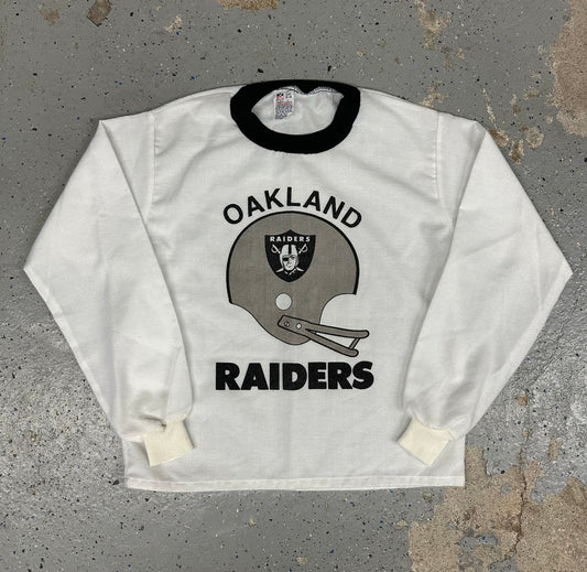 1980s Oakland Raiders NFL Licensed Football Perma-Prest Long Sleeve Shirt