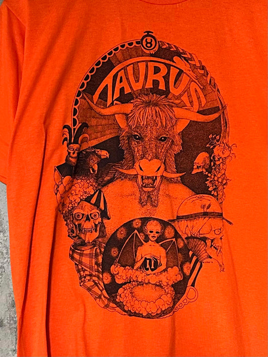 1990 Taurus Zodiac Graphic Tee Cerone Occult Skull Art Single Stitch