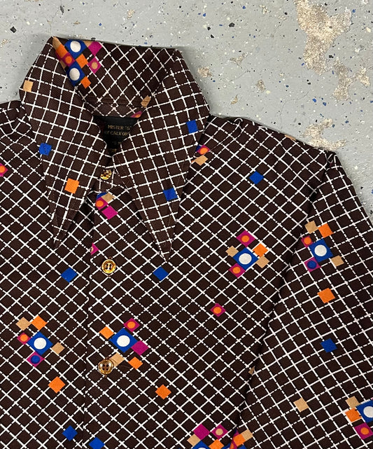 1970s Mister "S" of California Collared Polyester Disco Shirt Long Sleeve