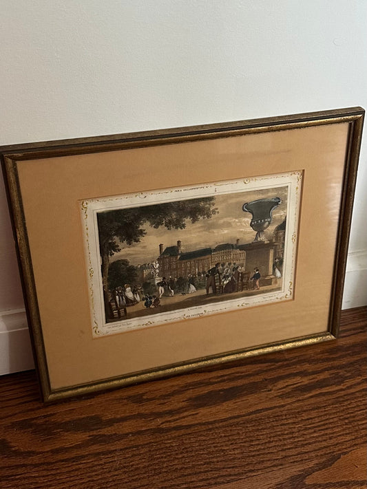 Vintage Framed 19th Century Paris Daguerrotype No. 11 "Les Tuileries" A. Provost Hand Colored Lithograph