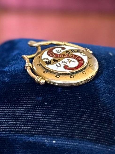 Antique Victorian 14k Yellow Gold Enamel Workmen’s Sick and Death Benefit Fund WS & DBF Solidaritat Monogrammed Locket