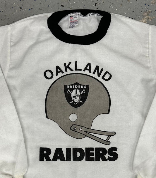 1980s Oakland Raiders NFL Licensed Football Perma-Prest Long Sleeve Shirt