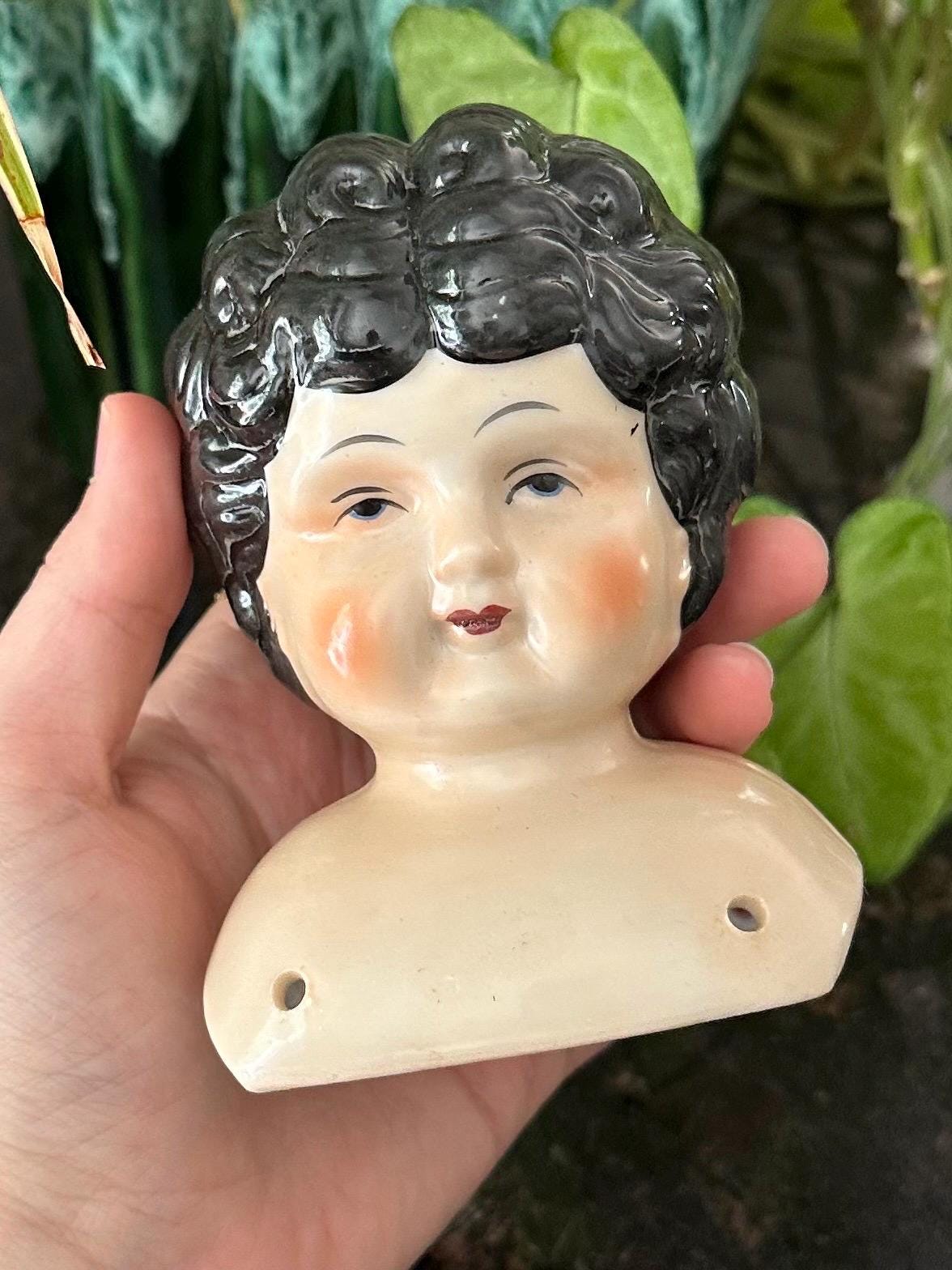 Vintage Handpainted Bisque Porcelain Doll Head