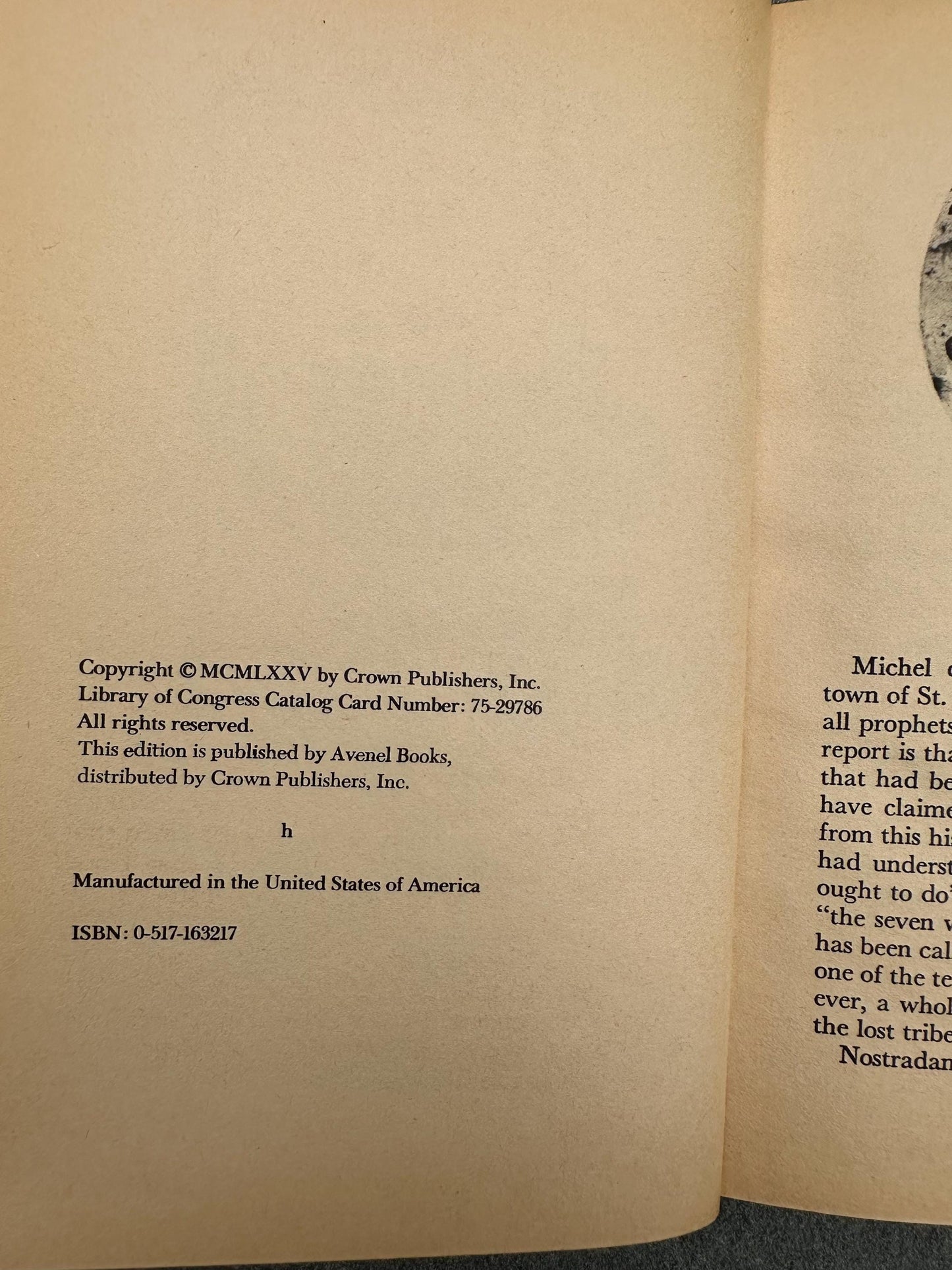 1975 The Prophesies of Nostradamus Including the “Preface to My Son” & the “Epistle to Henry II” Hardcover Illustrated Book