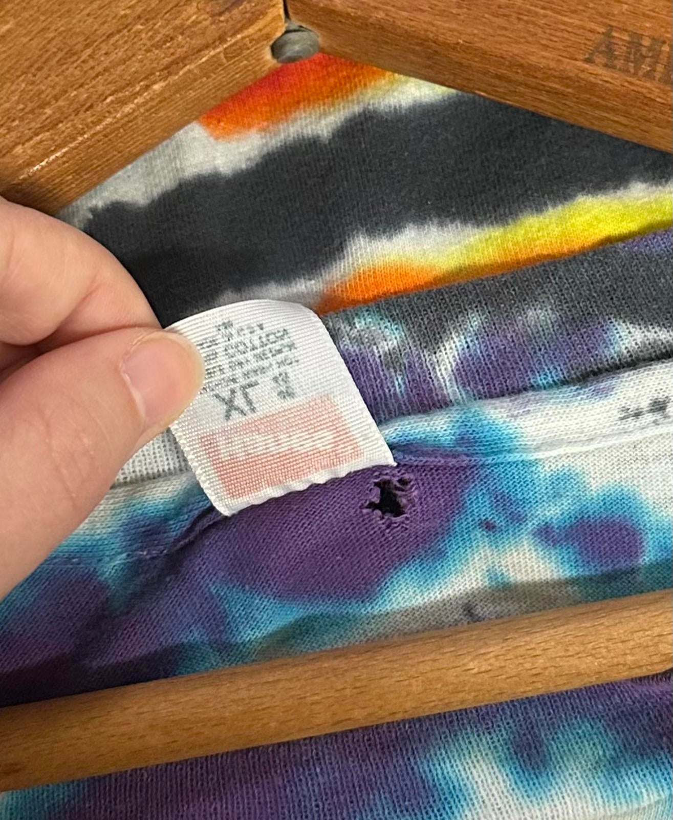 1990s Hanes X-Ray Tie Dye Single Stitch Tee 100% Cotton