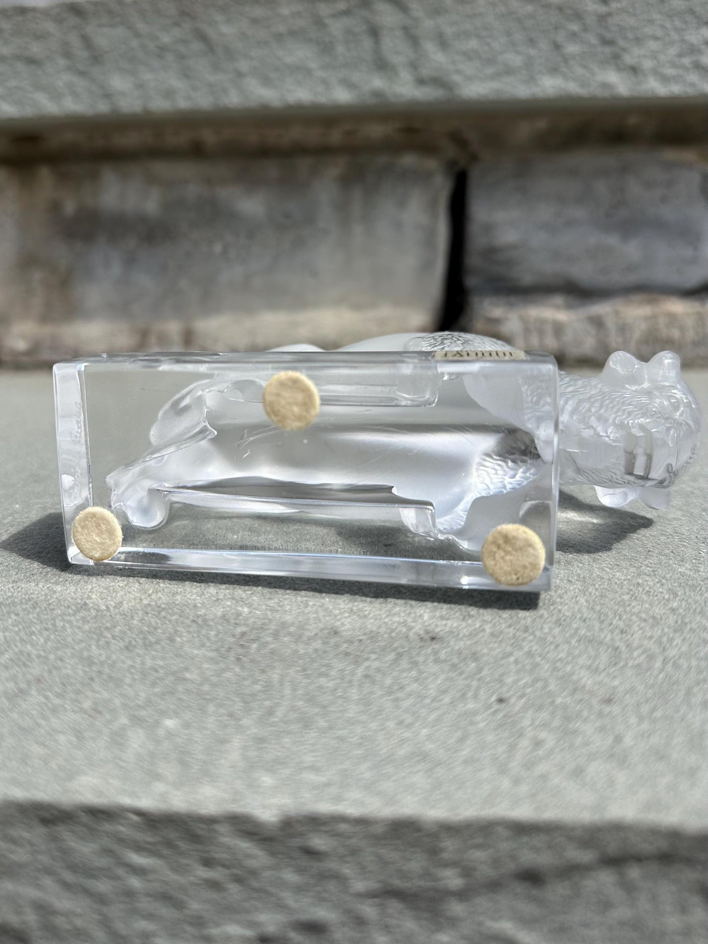 1970s Signed LALIQUE Paris France Cristal Frosted Crystal Buffalo Bison Paperweight