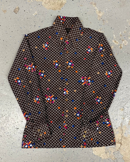 1970s Mister "S" of California Collared Polyester Disco Shirt Long Sleeve