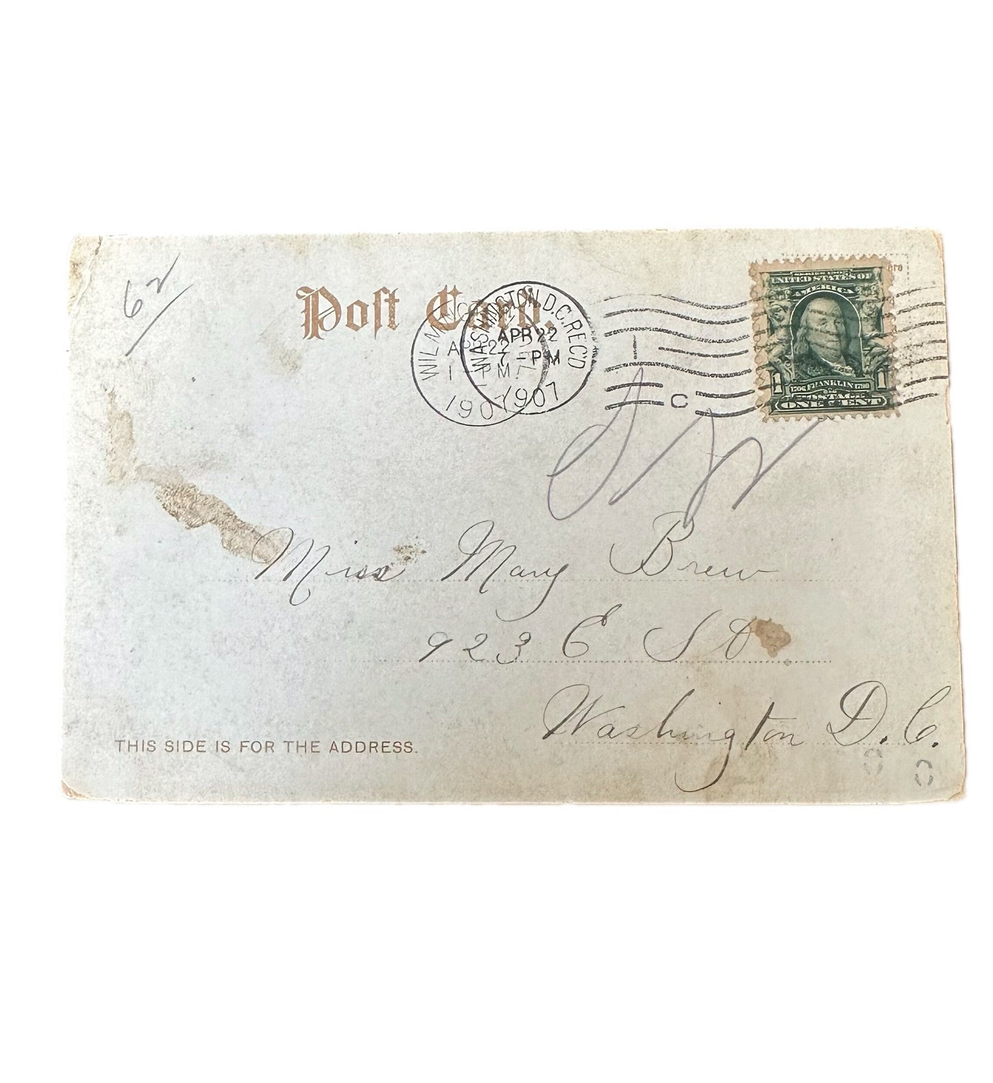 Antique 1907 Postmarked Driving in Central Park NYC Horse Drawn Carriages Topographical Postcard