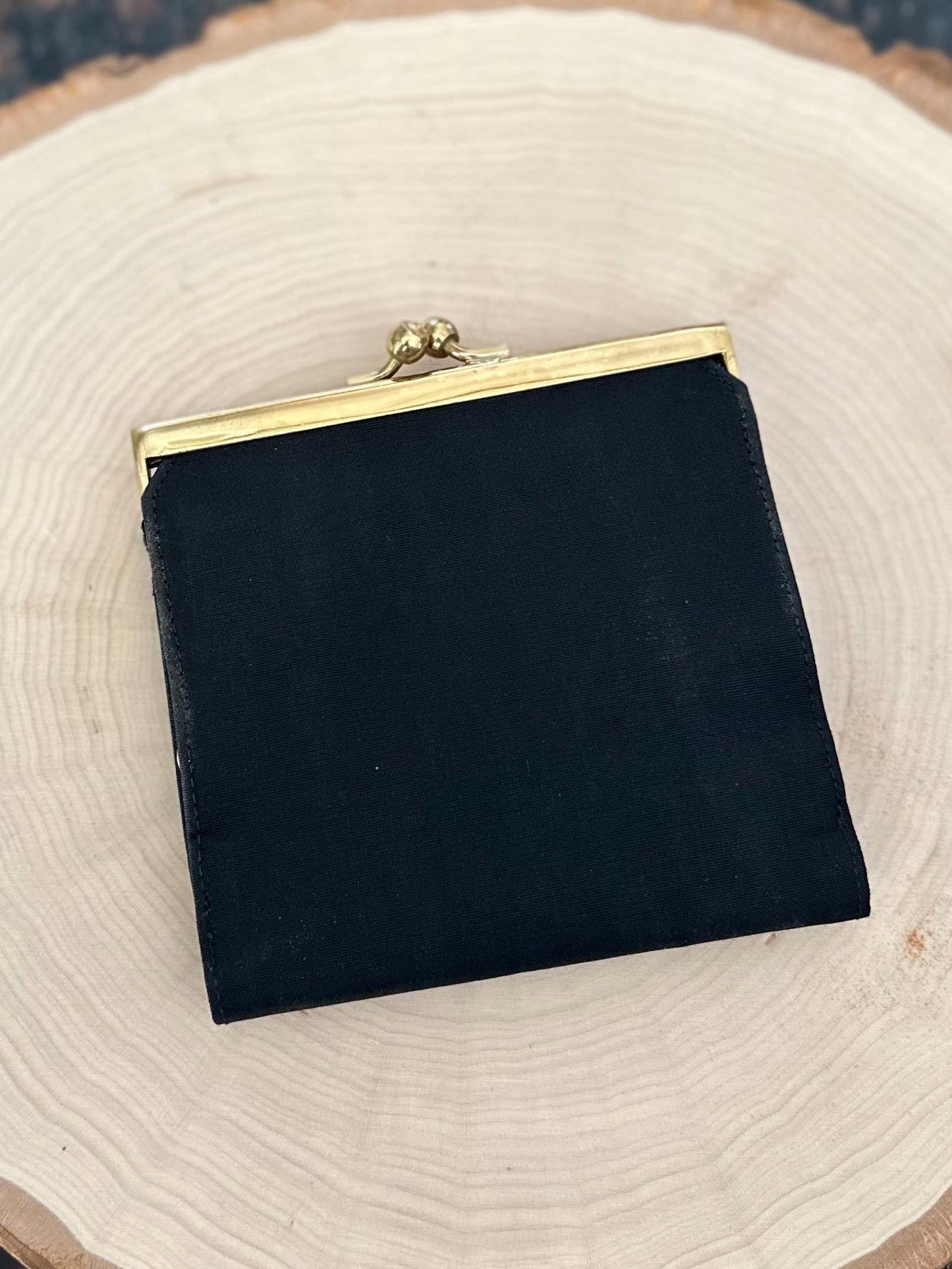 1950s Italian Printed Silk Victorian Courting Couple Trifold Wallet Coin Purse Fiocchi Lecco