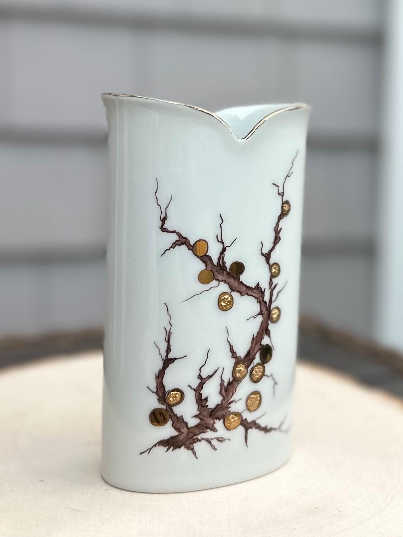 1990s Hutschenreuther Germany Hand Painted Porcelain Vase