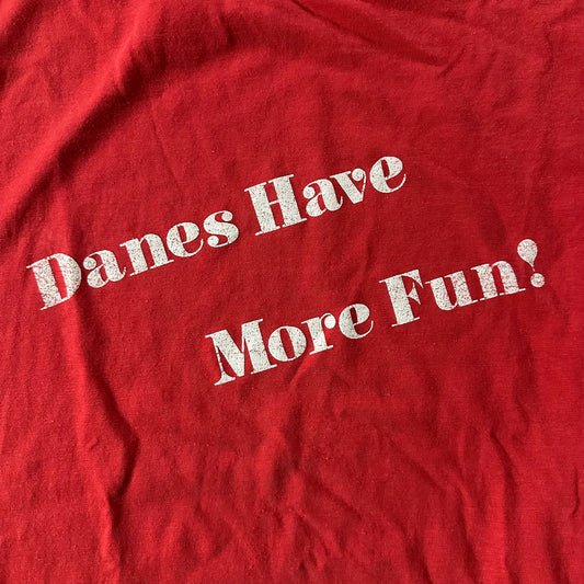 Vintage 1980s Anvil USA Danes Have More Fun Single Stitch Red T-Shirt Tee