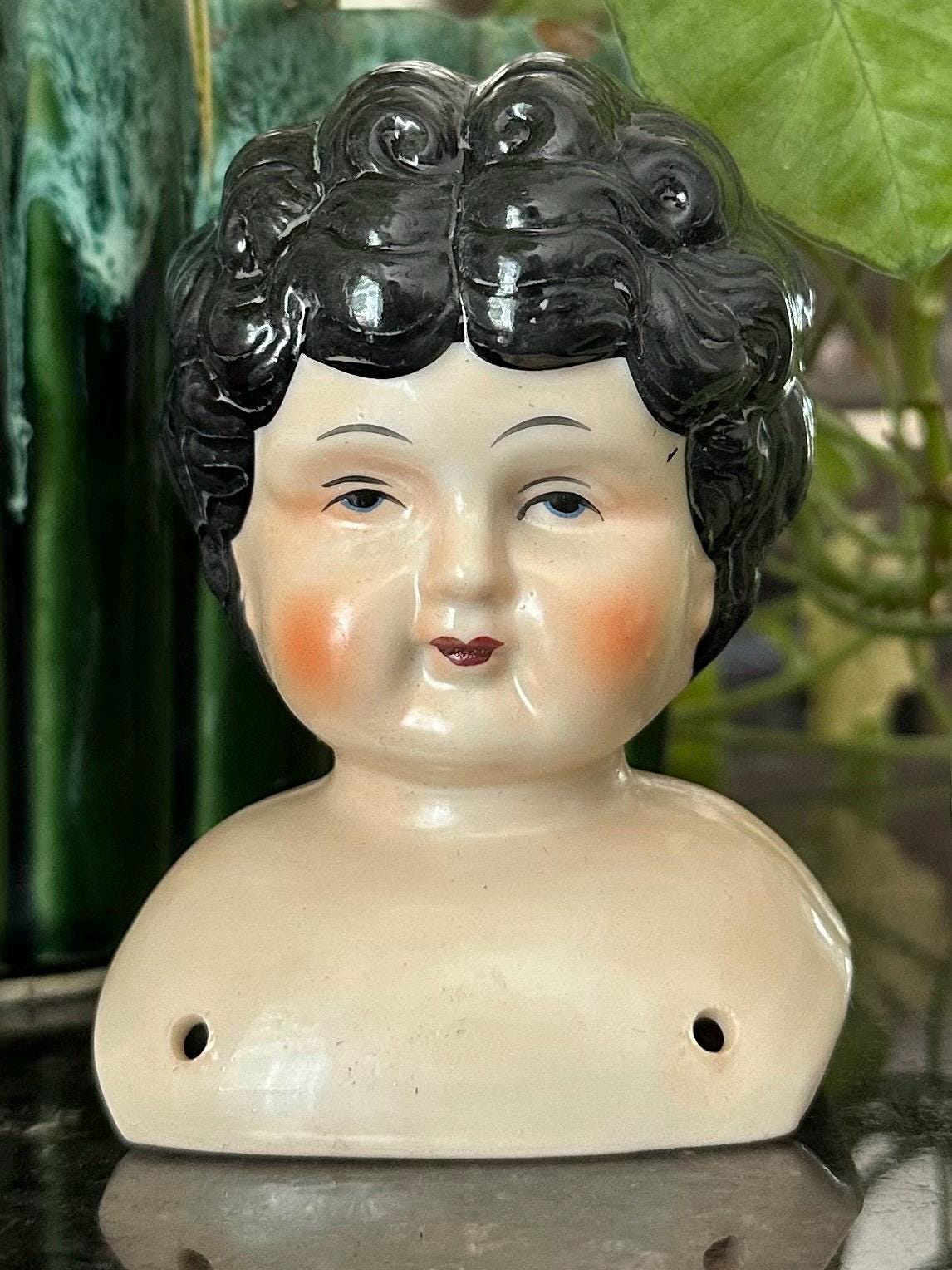 Vintage Handpainted Bisque Porcelain Doll Head