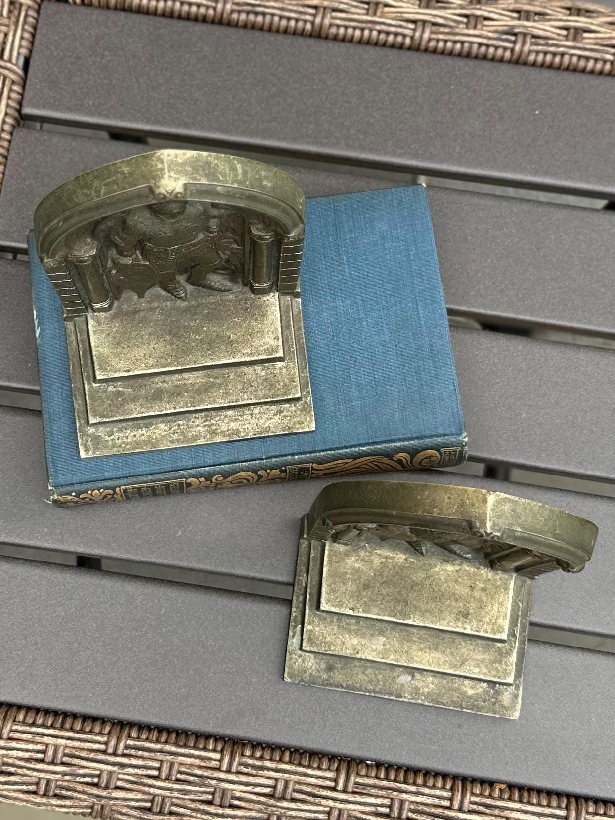 1930s Art Deco Bronze Knight in Archway The Travelers Convention Palm Beach FL 1931 Bookends