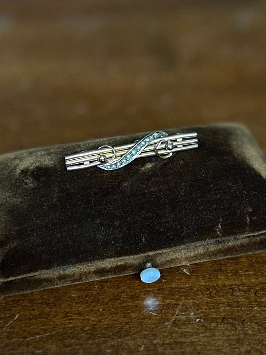 Antique Victorian Edwardian European 9ct Yellow Gold Seed Pearl Bar Pin