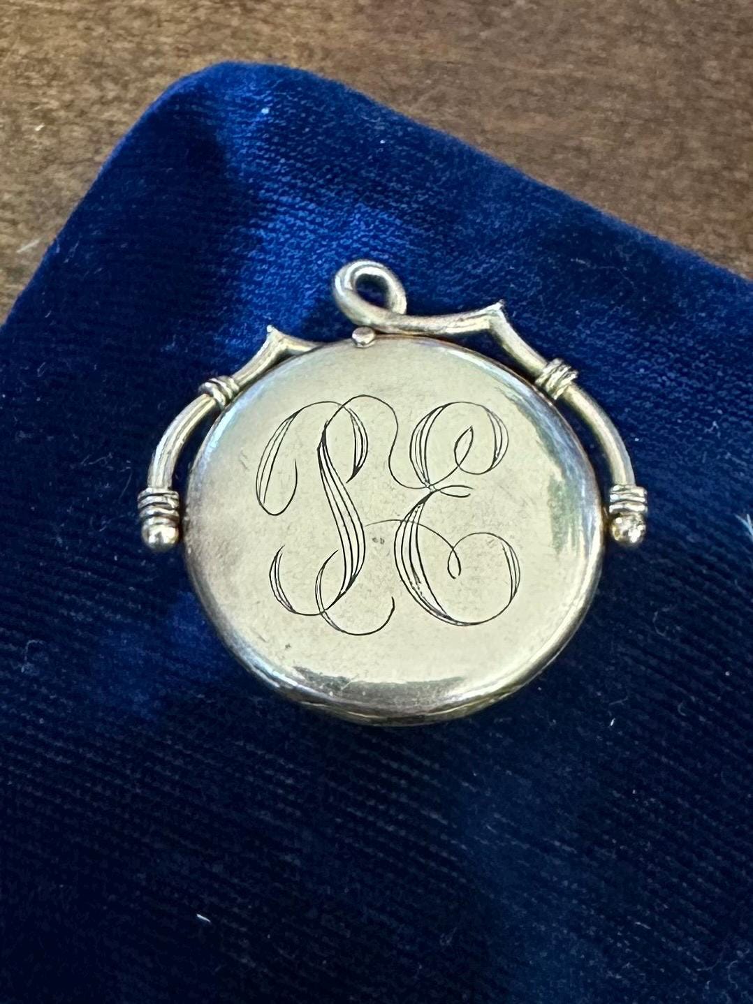 Antique Victorian 14k Yellow Gold Enamel Workmen’s Sick and Death Benefit Fund WS & DBF Solidaritat Monogrammed Locket