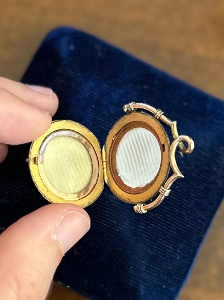 Antique Victorian 14k Yellow Gold Enamel Workmen’s Sick and Death Benefit Fund WS & DBF Solidaritat Monogrammed Locket