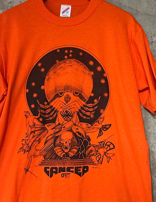 1990 Cancer Zodiac Graphic Tee Cerone Occult Skull Art Single Stitch
