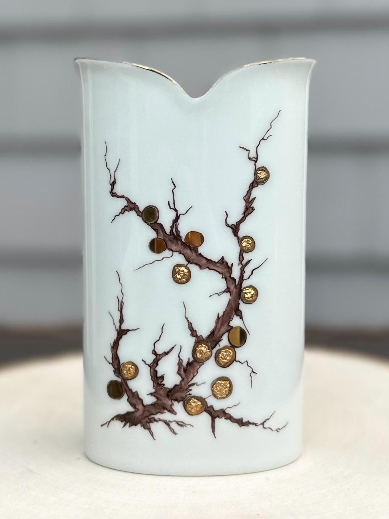 1990s Hutschenreuther Germany Hand Painted Porcelain Vase