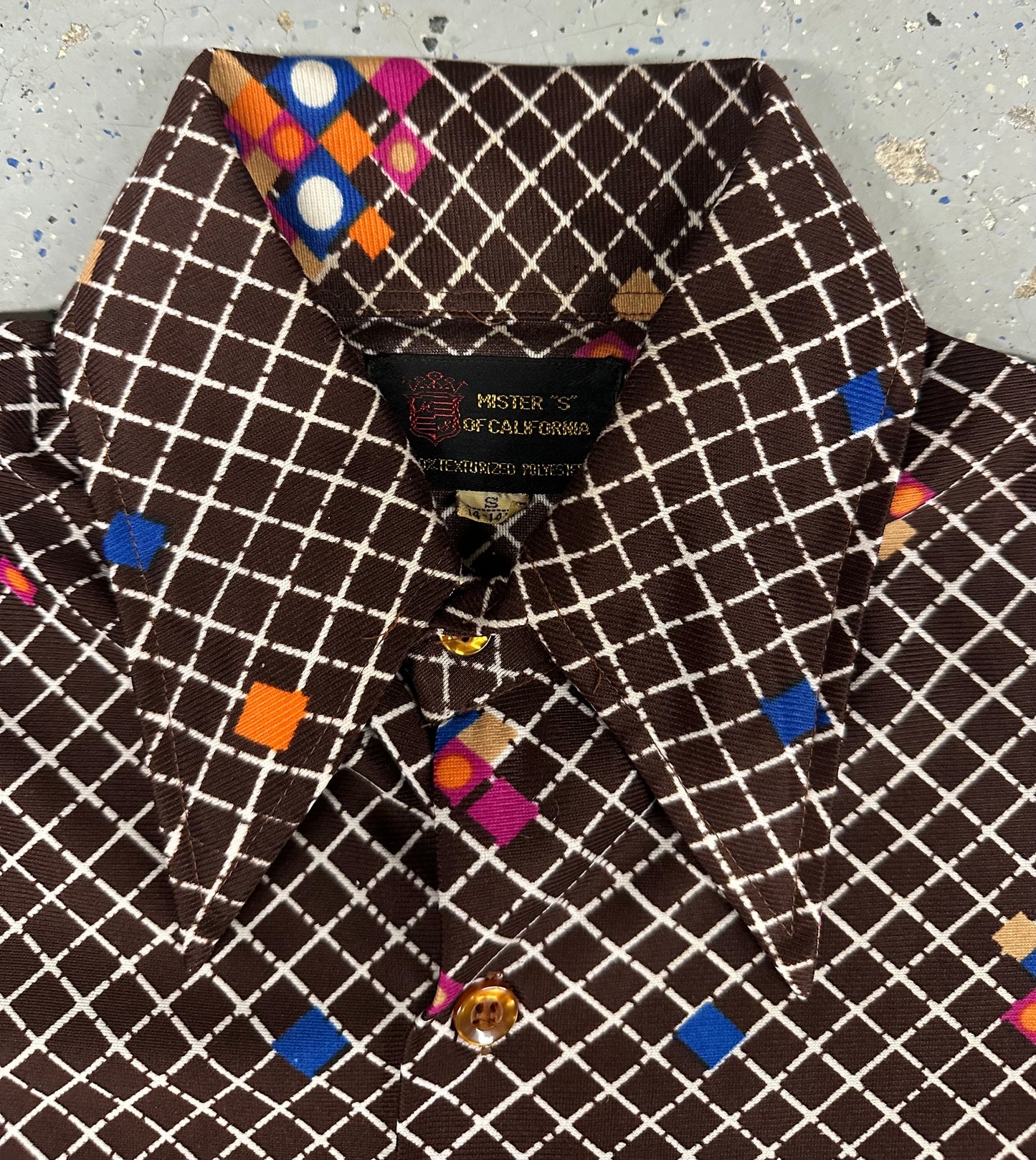 1970s Mister "S" of California Collared Polyester Disco Shirt Long Sleeve