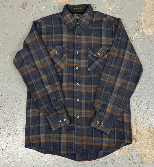 1980s Country Squire by Block Men's Plaid Wool Blend Flannel Shirt
