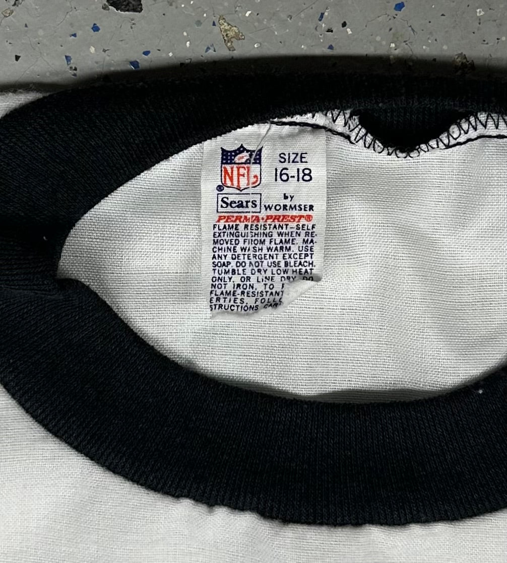 1980s Oakland Raiders NFL Licensed Football Perma-Prest Long Sleeve Shirt