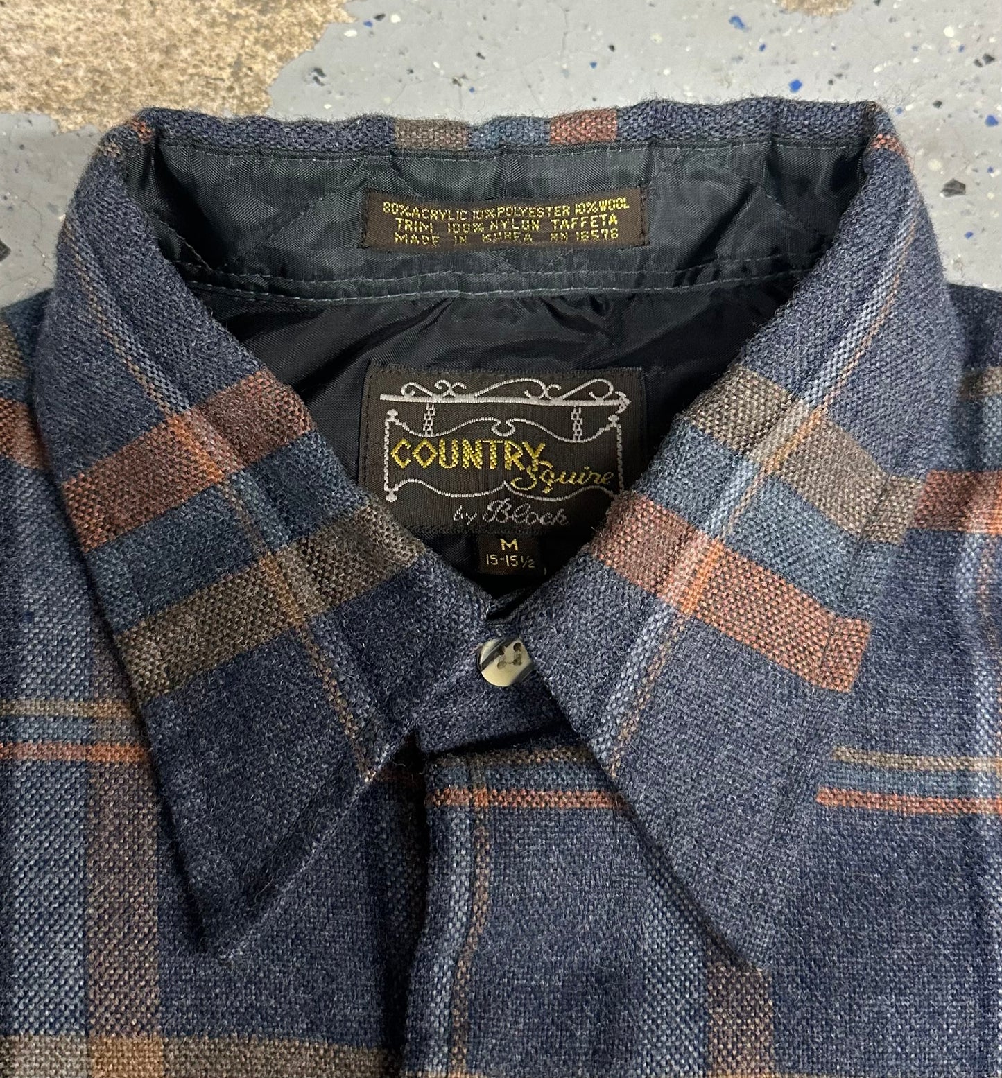 1980s Country Squire by Block Men's Plaid Wool Blend Flannel Shirt