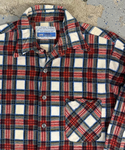 1970s 1980s Sears Work Leisure Plaid Cotton Flannel Shirt
