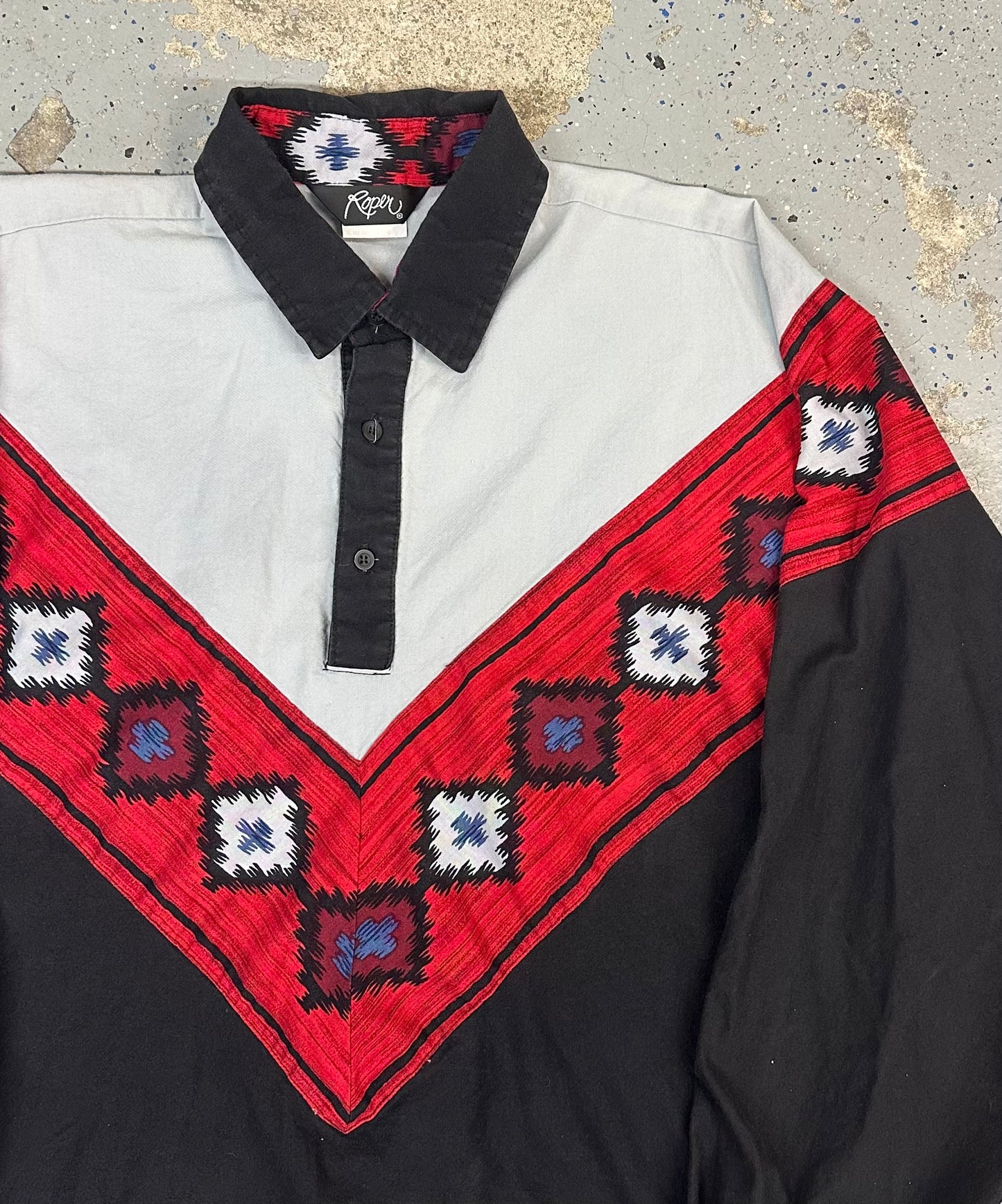 1990s Roper Men's Western Long Sleeve Collared Shirt