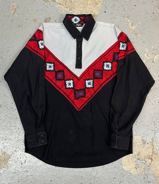 1990s Roper Men's Western Long Sleeve Collared Shirt