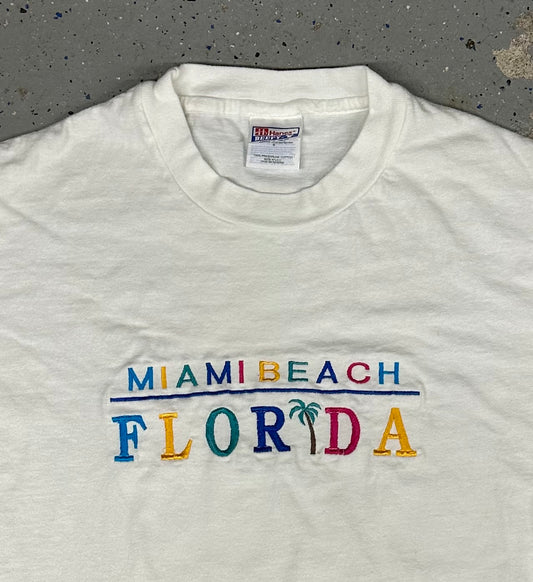 1990s Miami Beach Florida Embroidered Single Stitch Tee