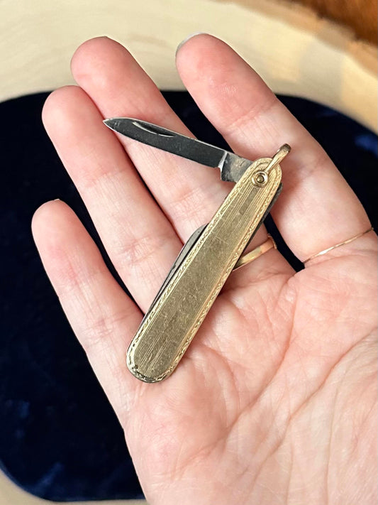 1930s 1940s Art Deco J&CN Co. Quality Gold Filled Pocket Knife 2 Blade