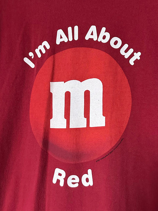 Y2K 2004 I'm All About Red M&M Single Stitch Tee Anvil 100% Cotton