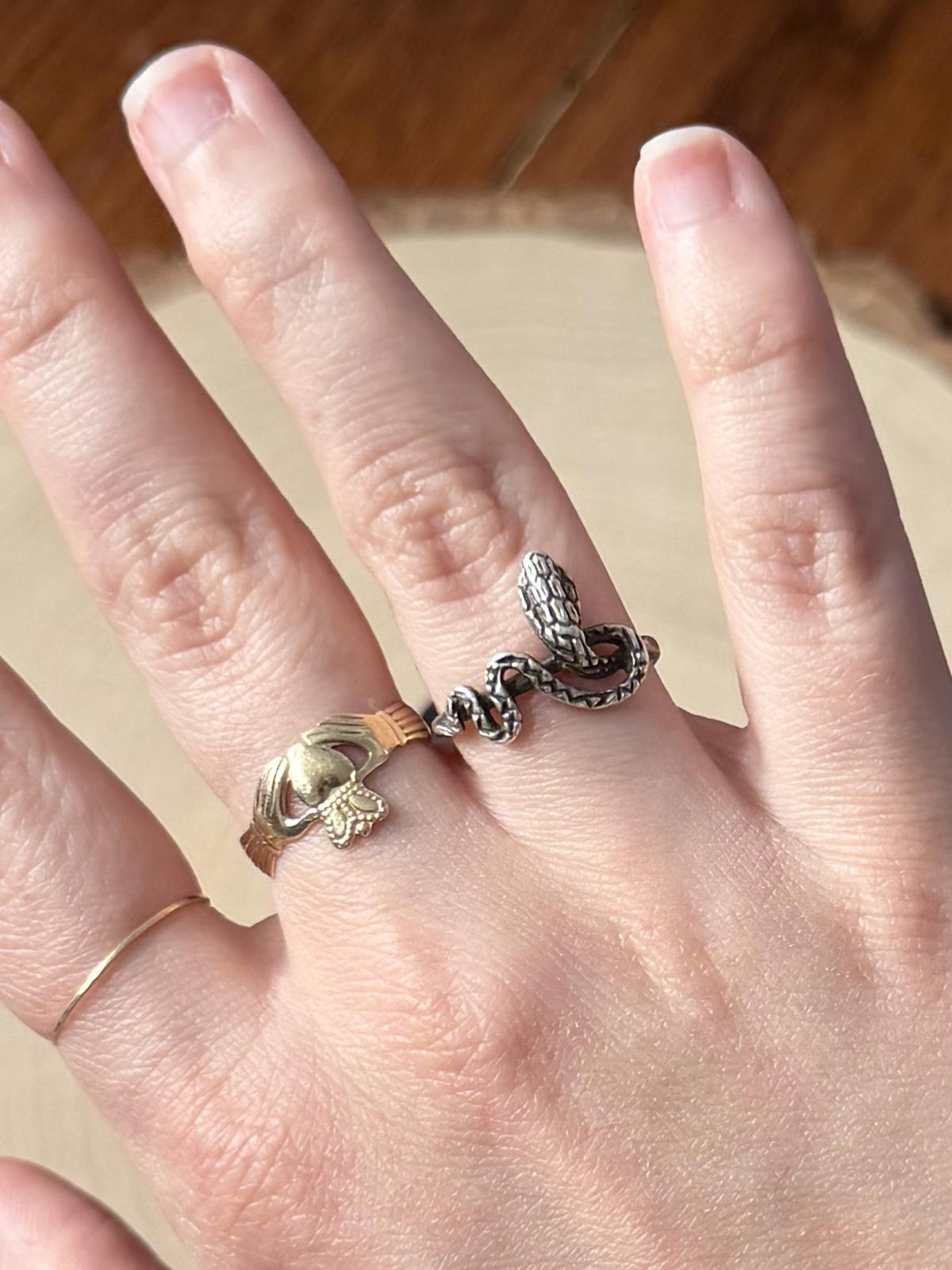 Vintage Sterling Silver Snake Serpent Wrap Ring US 5